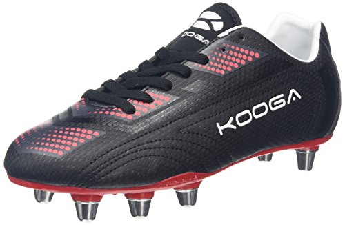 Kooga Herren Blitz 2 Rugbyschuhe, Schwarz (Schwarz/Rot), 44.5 EU