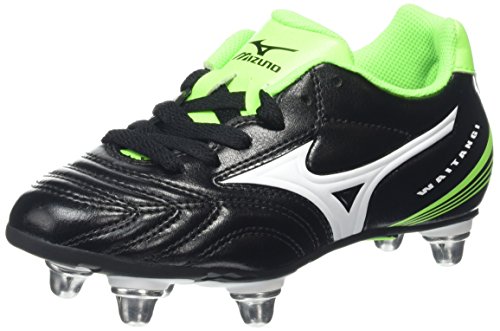 Mizuno Unisex Kinder Waitangi Jr Rugbyschuh, Black (Black/White/Green Gecko), 35 EU ( 3 UK )