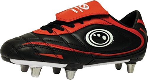 Optimum Blaze II Rugby Schuh 6 Ohrstecker Running Turnschuhe Schwarz-Rot, schwarz / rot, 5