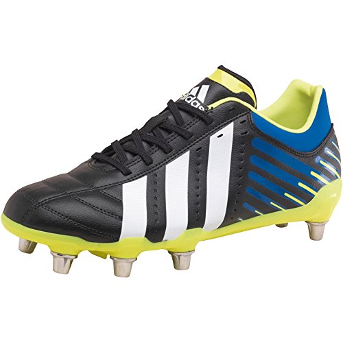 Herren adidas Herren Regulate Kakari SG Rugby Schuhe Schwarz/Weiß/Blau – Schwarz/Weiß/Blau/Gelb – 15 UK 15 EUR 51.3