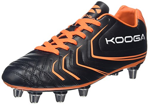 Kooga Herren Warrior 2 Rugbyschuhe, Schwarz (Black/Orange), 47 EU