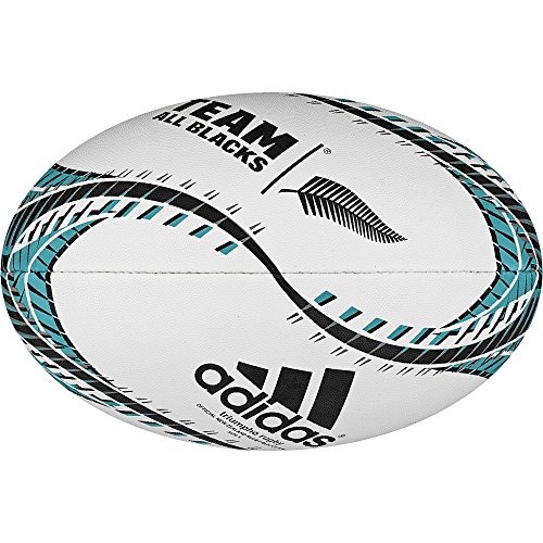 adidas New Zealand All 2016 Rugby Training Ball Rugbyball, White/Black/Shock Green S16, 5